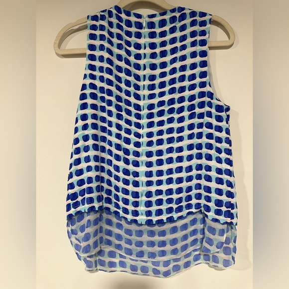 Kate Spade New York Island Stamp Double Layer Tank Top Blue White Medium - Picture 3 of 5